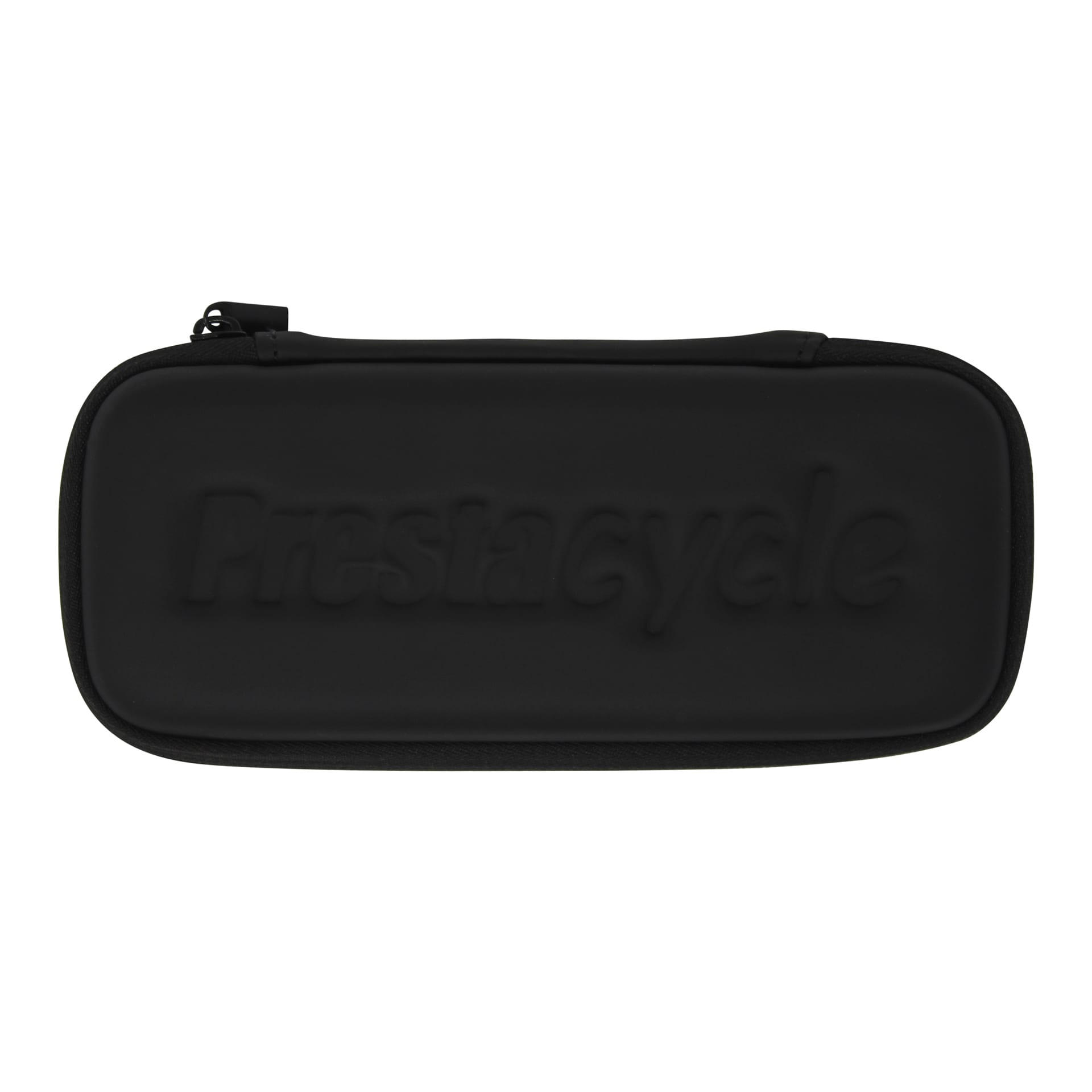 The Prestacycle T-Handle Ratchet Deluxe Zipper Case – Case Only is a black rectangular zippered case with Prestacycle embossed on the front, ideal for storing your tool set or PrestaRatchet T-Handle.