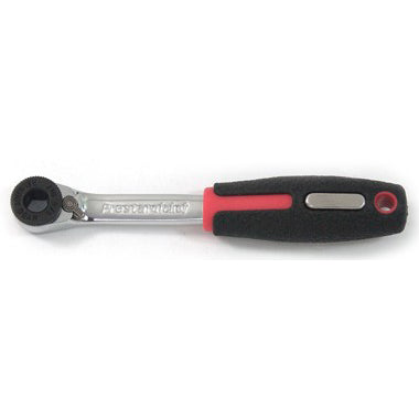 The Prestacycle Prestaratchet Pro is a compact mini ratchet bicycle tool with a black and red rubberized handle and metallic rotating head—ideal for on-the-go bike repairs. (Tool only; accessories not included.).