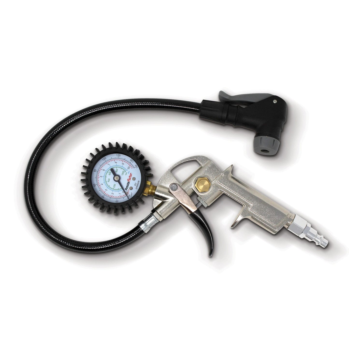 Prestaflator Eco tire inflator tool with digital dial and black parts