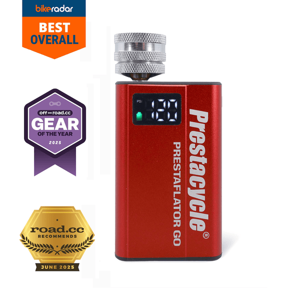 Prestaflator Go Digital Pocket Bicycle Tire Inflator, award winning design