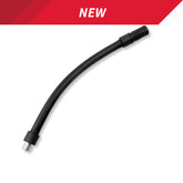 The Prestacycle Prestaflator GO Hose is a flexible black rubber hose with a threaded metal connector and black plastic fitting, compatible with Schrader valves. Shown on white background with a red NEW banner at the top.