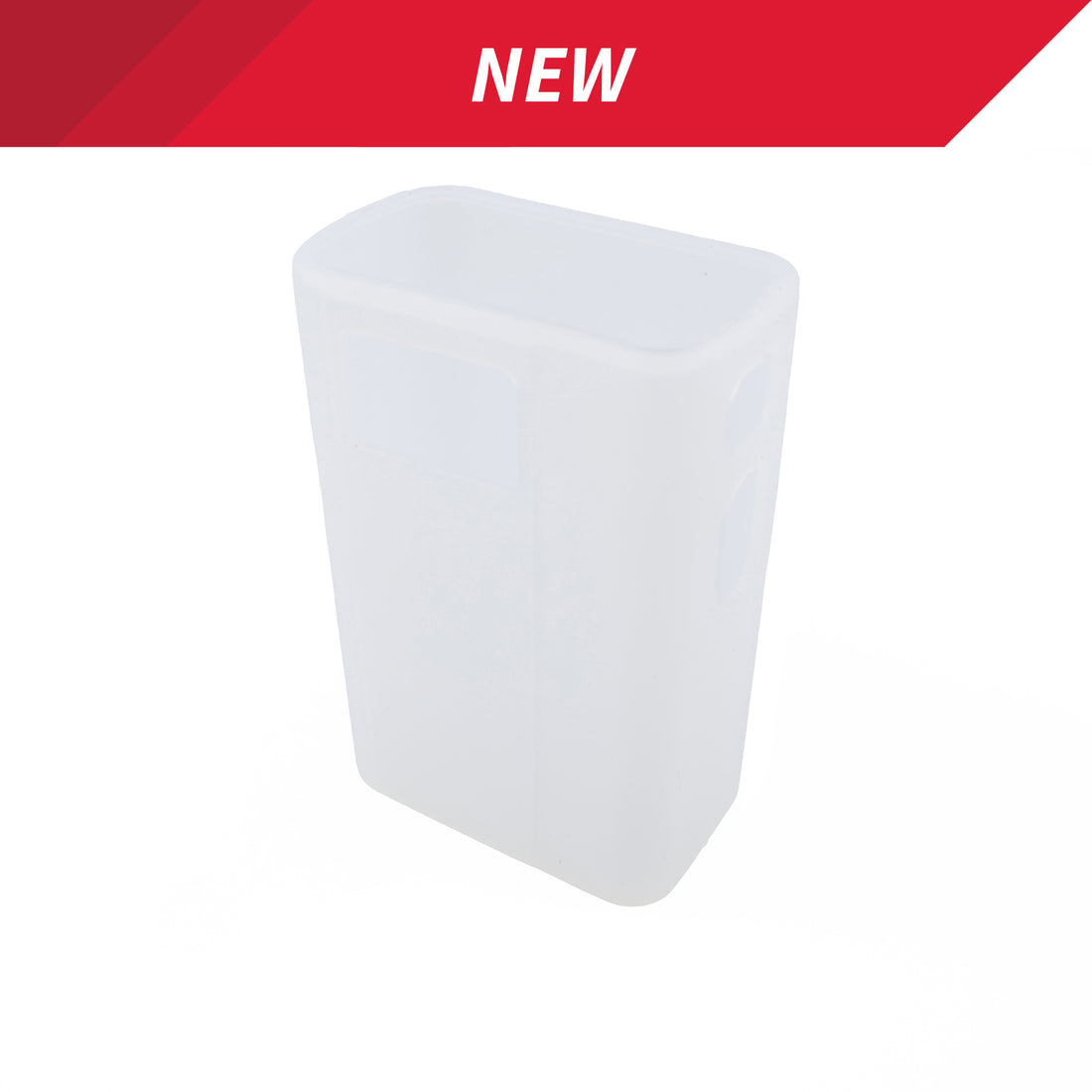 The Prestacycle Prestaflator GO Silicone Case, a translucent rectangular accessory with rounded edges, is displayed on a white background. A red &quot;NEW&quot; banner tops the image, highlighting its durable silicone protection.