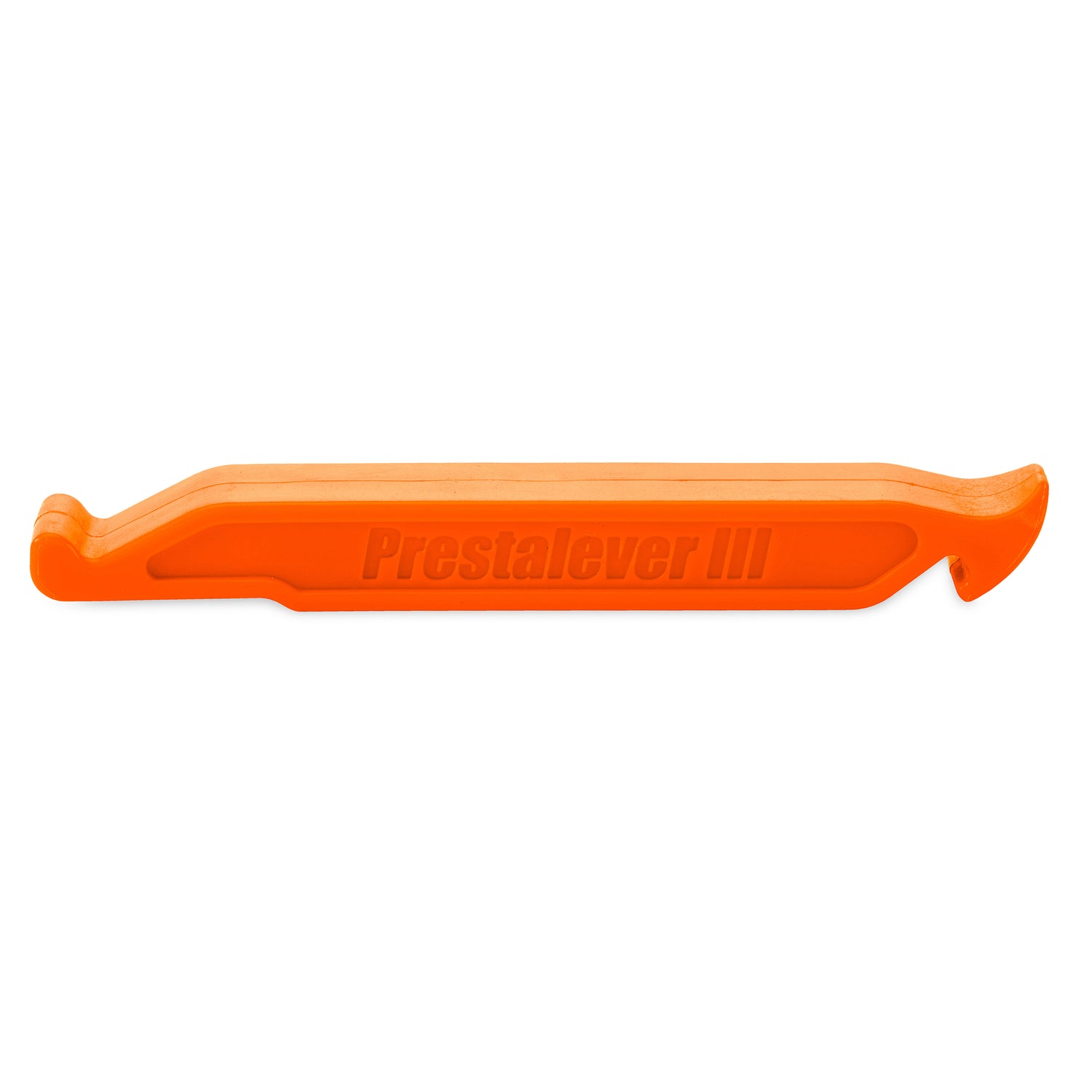 The Prestacycle Prestalever GO is a 5-in-1 multi-tool tire lever that easily removes bicycle tires from rims and includes a presta valve core tool for added versatility.