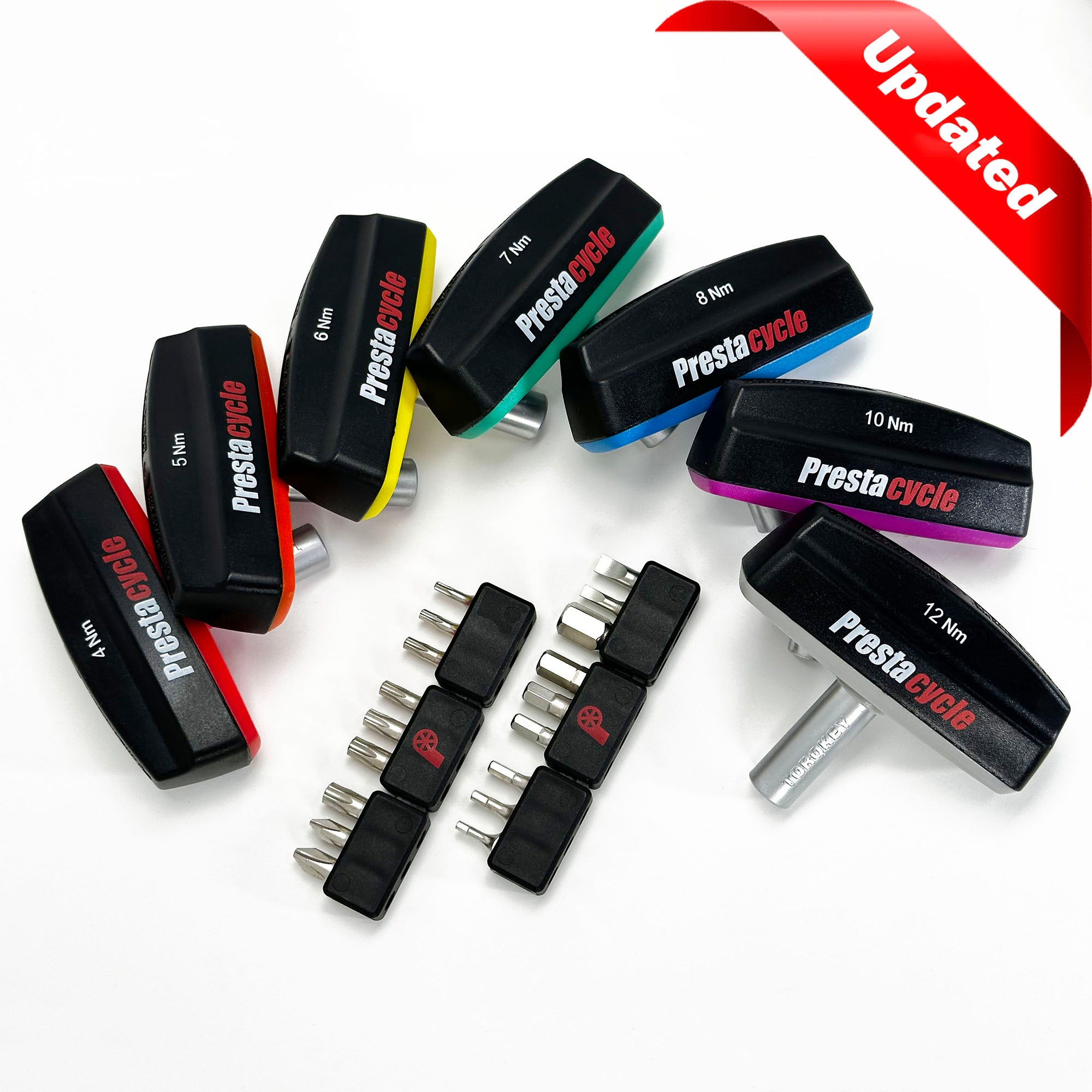 7 Pro TorqKeys Set - T-Handle Torque Tool - 4Nm, 5Nm, 6Nm, 8Nm, 10Nm, 12Nm + 18 Bits Bundle - Prestacycle