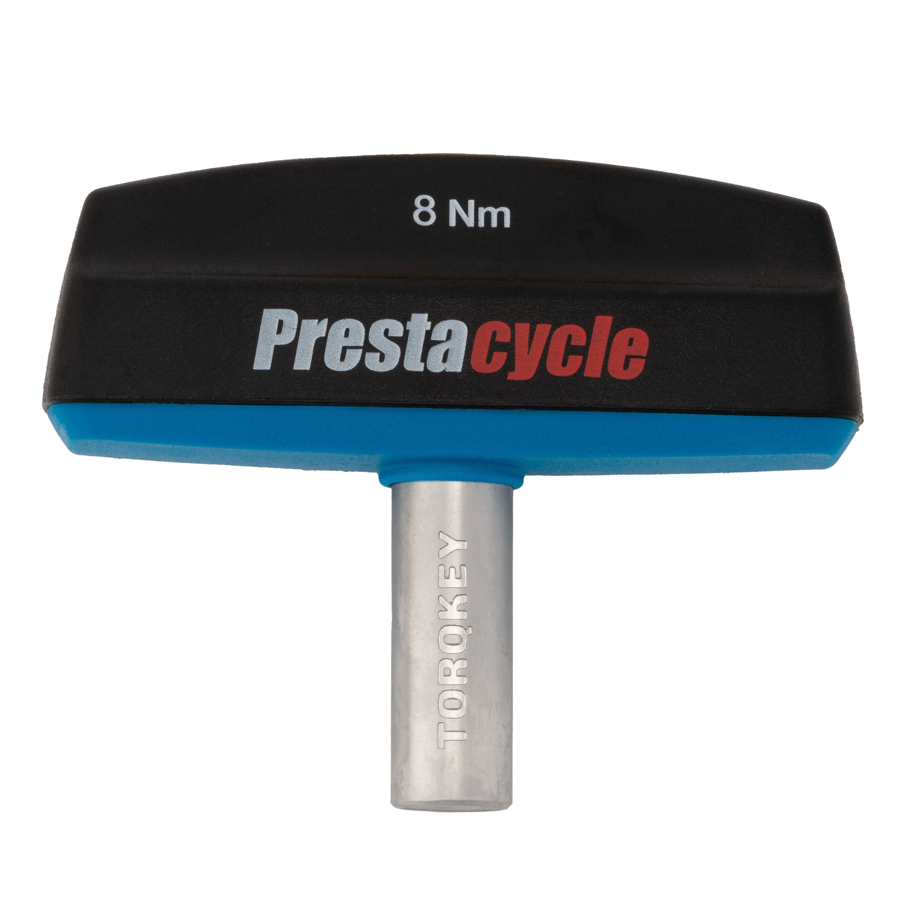 The Prestacycle Pro TorqKeys T-Handle Torque Tool features an ergonomic design, adjustable torque settings from 4Nm to 12Nm, and comes with 18 bits—ideal for precisely tightening bike components.