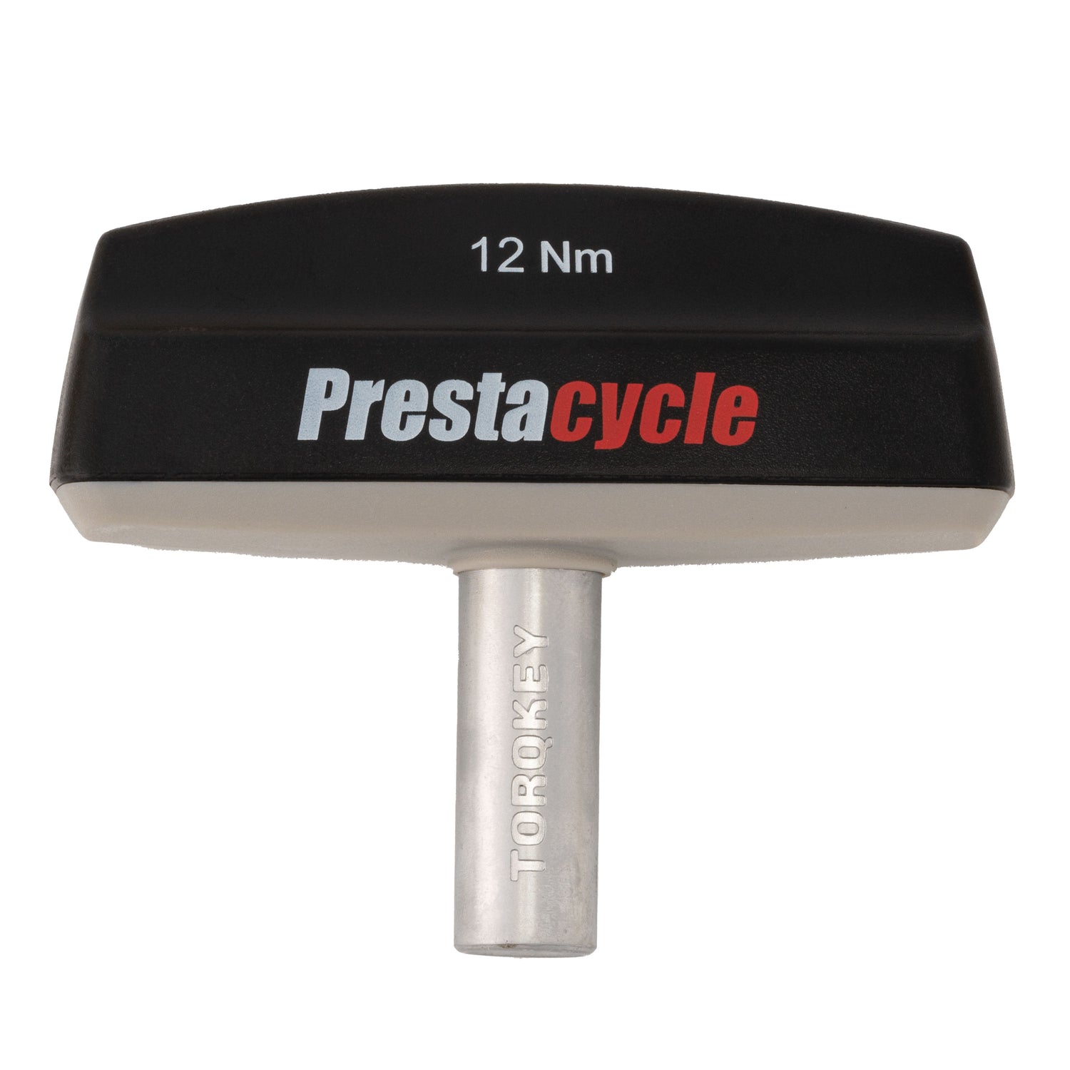The Prestacycle Pro TorqKeys 12Nm T-Handle Torque-Limiting Bits Tool features a black and silver ergonomic design with Prestacycle branding, offering maintenance-free, reliable torque control.