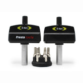 The Prestacycle Mini TorqKeys Preset Torque Tool 3Nm, 4Nm & 5Nm Bundle includes black calibration-free wrenches and a holder with six silver bits, all from Prestacycle, arranged on a white background.