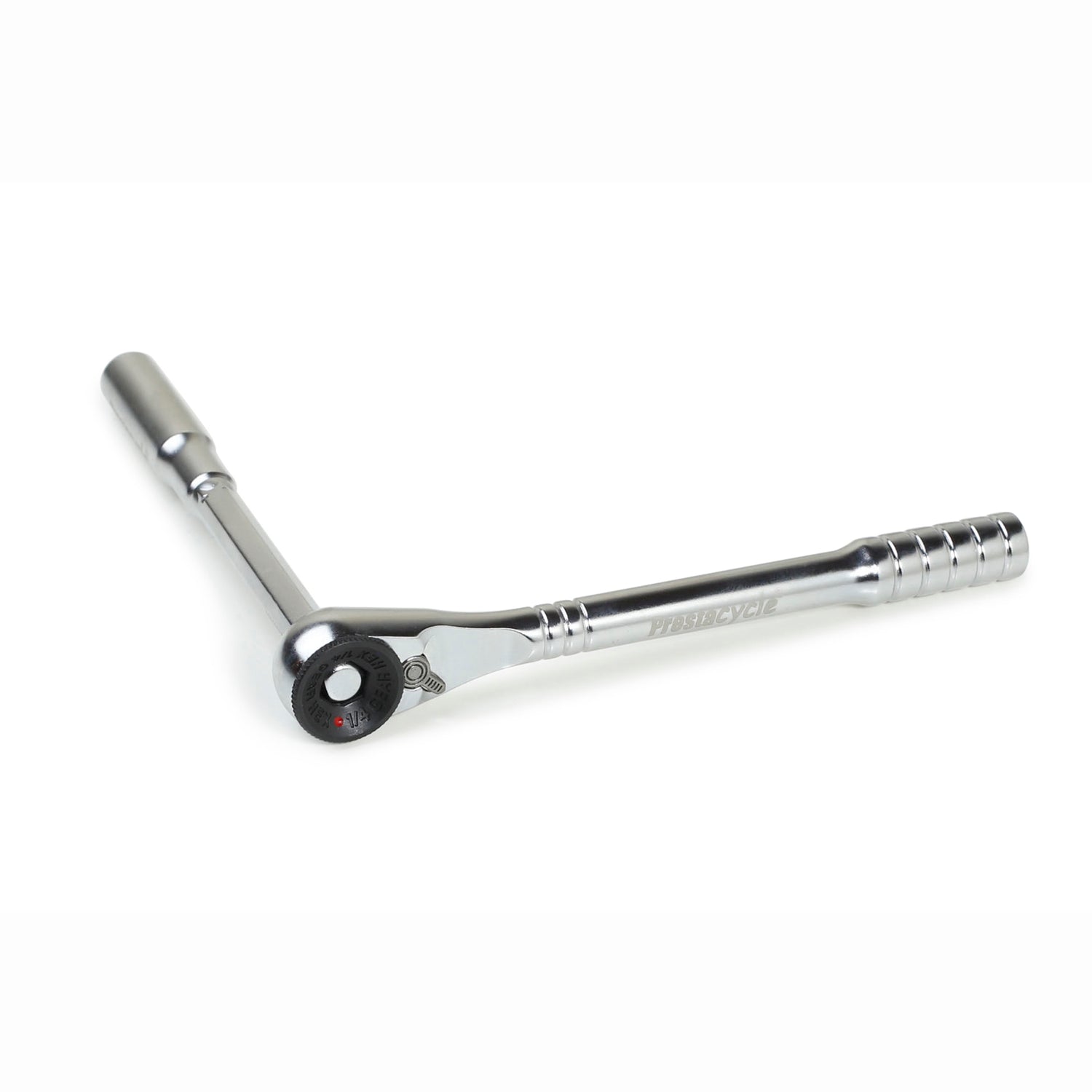 The Prestacycle T-Handle Ratchet Deluxe, a 3-way ratchet and T-handle tool kit, features an adjustable L-shaped design—ideal for your tool bit set.