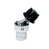 The Prestacycle Bits Swivel QR Torque Wrench Adapter by Prestacycle features a black knurled grip and fits 1/4″ socket-type tools, making it ideal for precise work. Shown isolated on a white background.