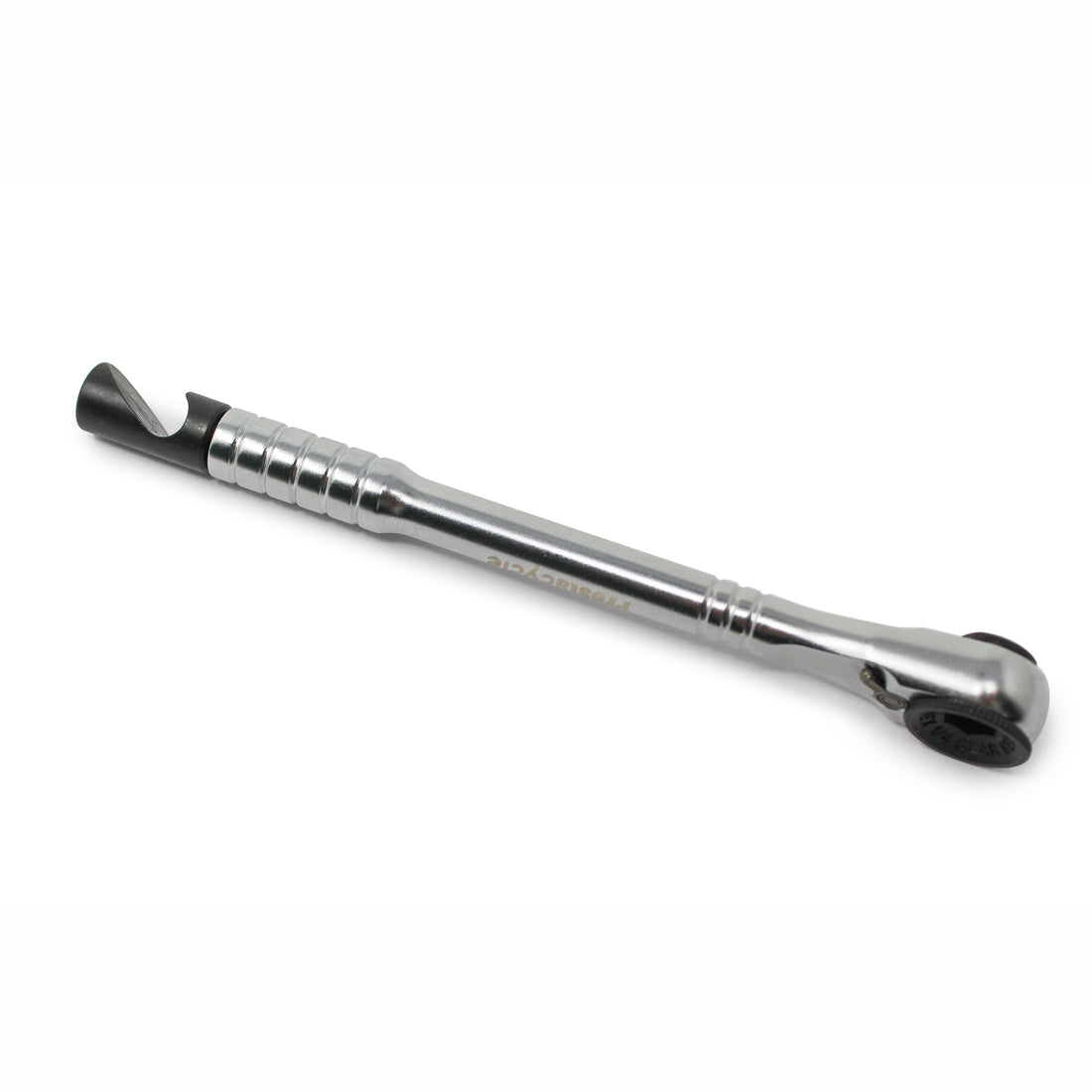 The Prestacycle Bottle Opener Specialty Bit is a sleek, silver tool with a black tip from Prestacycle—perfect for your bits tools collection and designed for easy bottle opening.