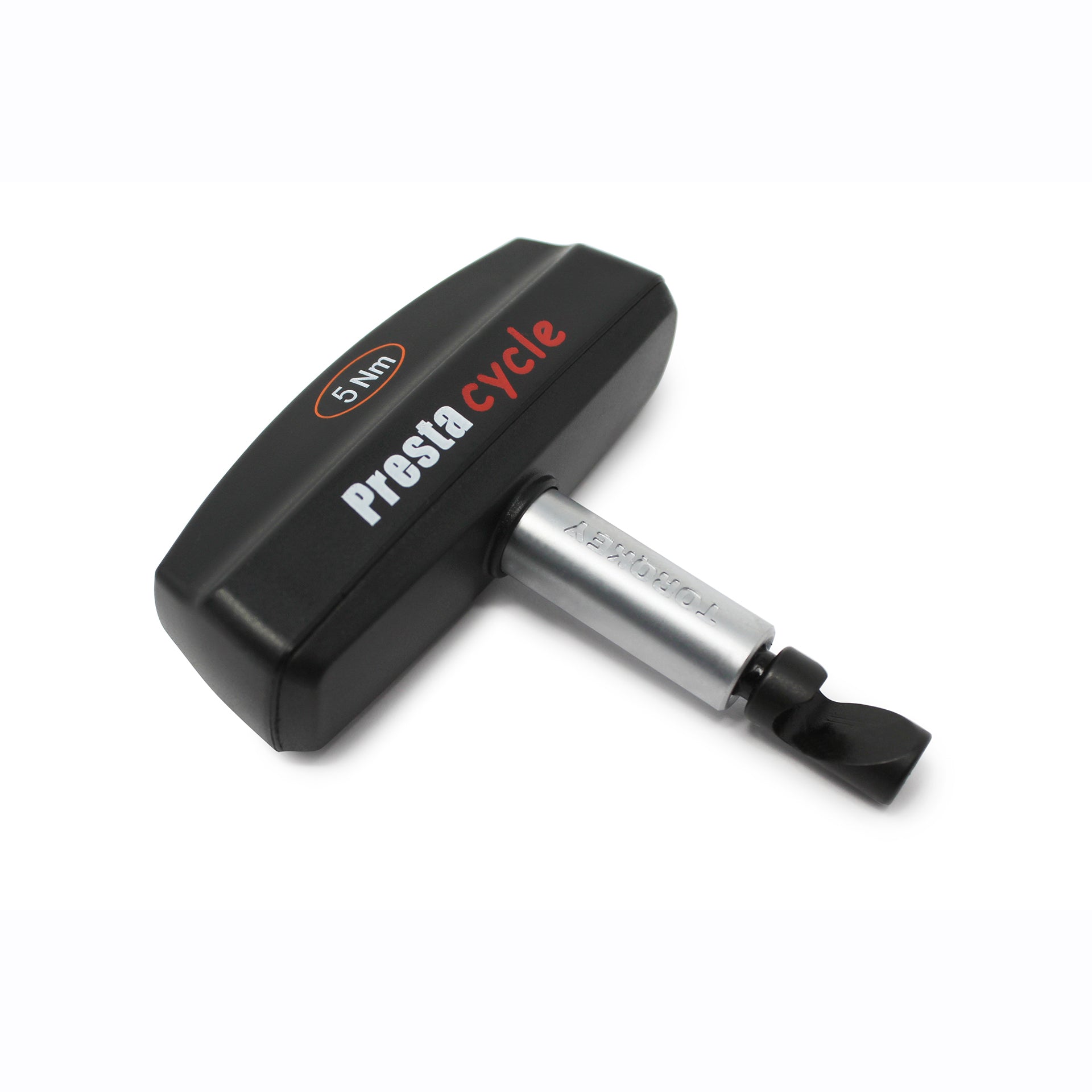 The Prestacycle Bottle Opener Specialty Bit is a black, silver-accented tool from Prestacycle’s premium accessory line, designed for use with bicycle components.