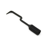 The Prestacycle Dental Pick Specialty Bit by Prestacycle is a black, metal tool with a bent, pointed tip and a zigzag shaft—ideal for cleaning chains or as an essential bit accessory. Photographed on a white background.