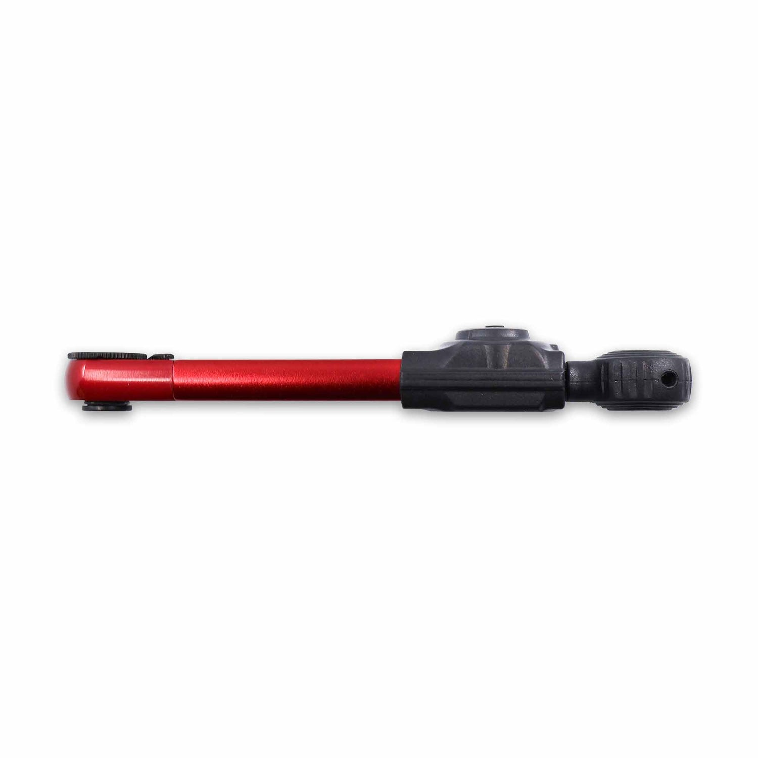 The Prestacycle TorqRatchet ELITE Lite is a compact, red and black portable 2~12Nm torque multi-tool ratchet designed to complement your bike tool kit, shown isolated on a white background.
