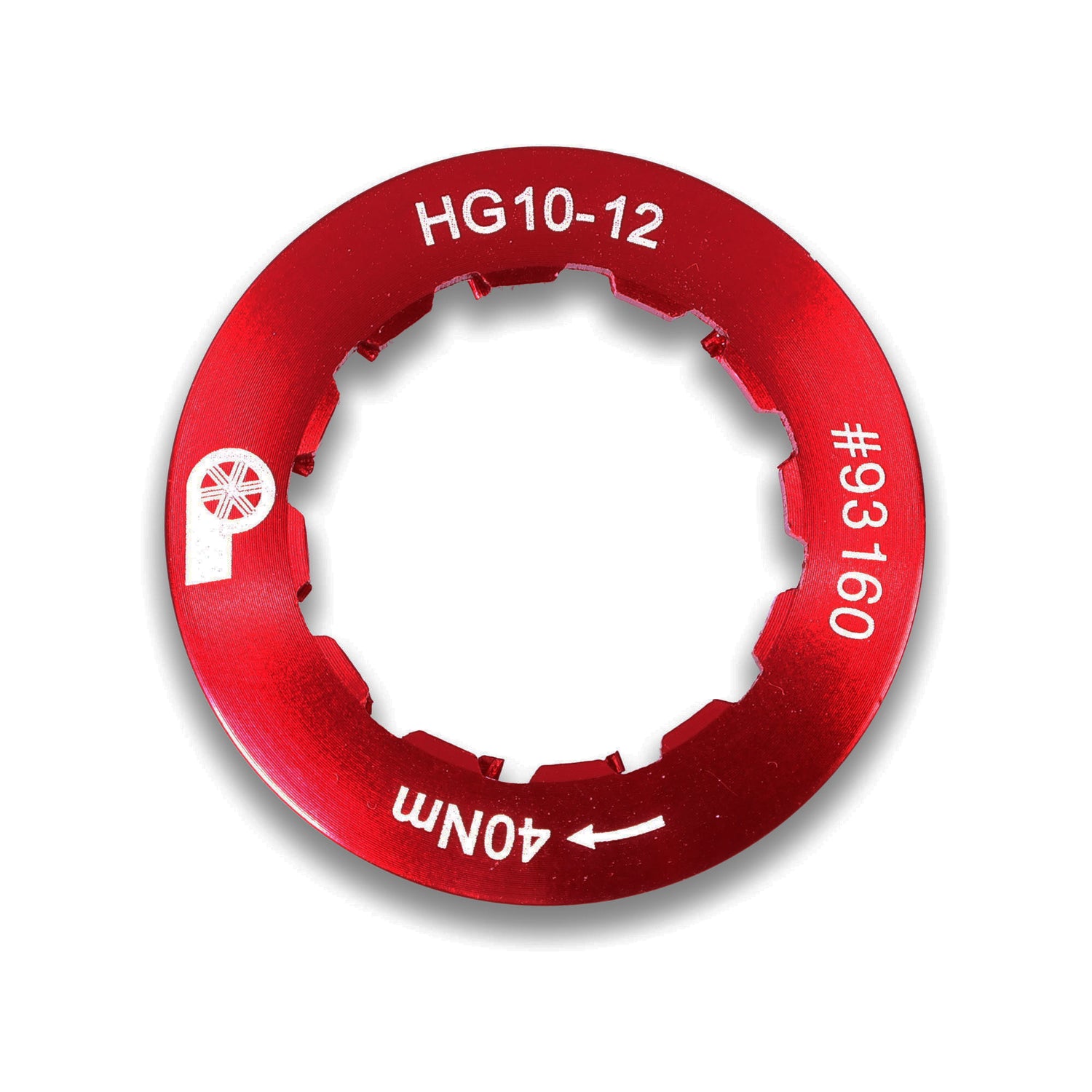 Prestacycle Shimano HG11/12 Lockring by Prestacycle—red alloy lockring for 10-12 speed cassettes, labeled HG10-12 