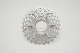 Close-up, front-facing view of a Prestacycle UniBlock PRO Cassette (11 Speed) for Shimano, featuring multiple sprockets made from durable Chrome Molybdenum steel, shown on a plain white background.