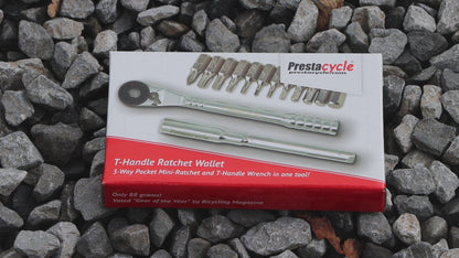 Prestacycle T-Handle Ratchet Wallet - 3 way Ratchet and T-Handle Tool Kit